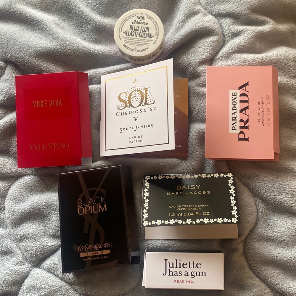 Sephora perfume Samples Prada Marc Jacobs Sol De Janeiro